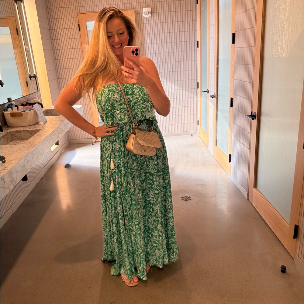 Green Strapless Maxi Dress